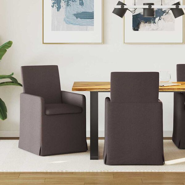 vidaXL Esszimmerst&uuml;hle 2 pcs Dunkelbraun 57 x 67 x 95 cm Stoff