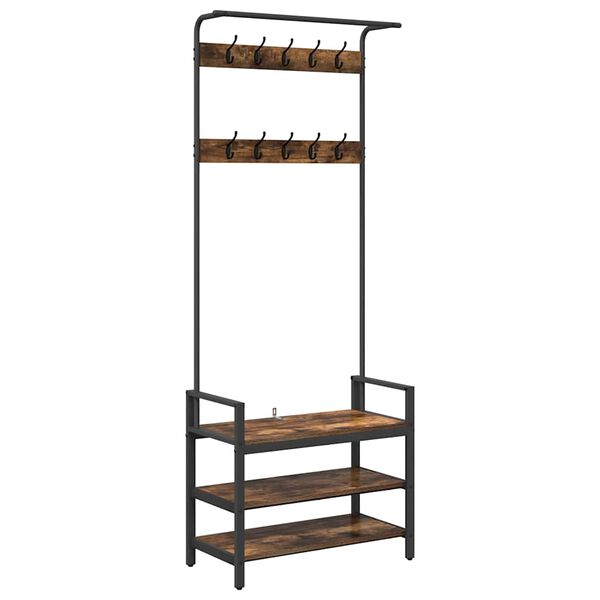 vidaXL Garderobenst&auml;nder mit Regal Ger&auml;ucherte Eiche 75 x 34 x 184 cm