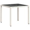 vidaXL 5-tlg. Garten-Essgruppe mit Kissen Wei&szlig; Poly Rattan und Glas