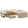 vidaXL Gartensofa-set mit Kissen mit Speicher 13 pcs Beige Poly Rattan