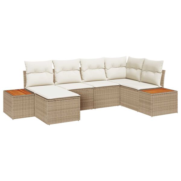 vidaXL Gartensofa-set mit Kissen 6 pcs Beige und Creme Poly Rattan