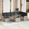 vidaXL Garten-Sofa-Set mit Kissen 9 pcs Hellgrau Poly Rattan