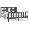 vidaXL Massivholzbett mit Kopfteil Grau Kiefer 150x200 cm