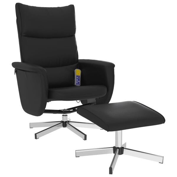vidaXL Massagesessel mit Fu&szlig;hocker Schwarz Kunstleder