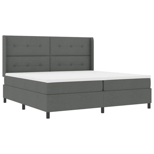 vidaXL Boxspringbett mit Matratze Dunkelgrau 200 x 200 cm Stoff