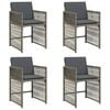 vidaXL Gartenst&uuml;hle mit Kissen 4 Stk. Grau Poly Rattan