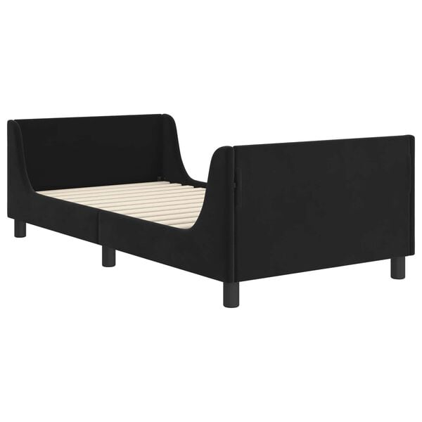 vidaXL Kinderbettgestell mit Kopfteil Schwarz 90 x 190 cm Samt