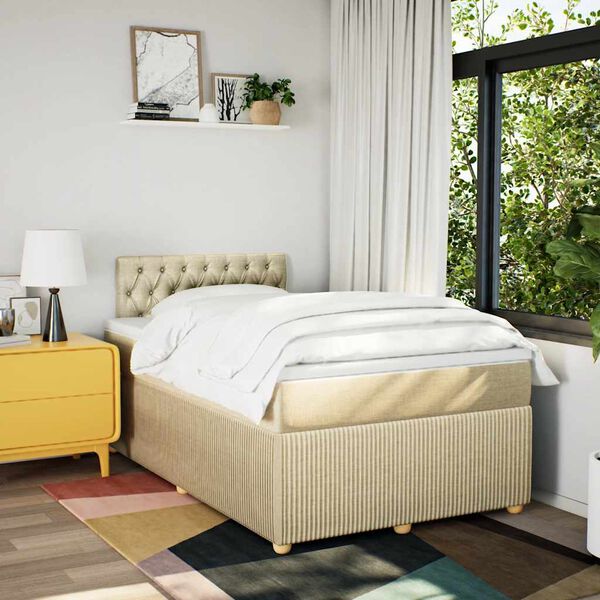 vidaXL Boxspringbett mit Matratze Creme 120x200 cm Stoff