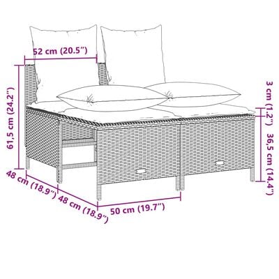 vidaXL 4-tlg. Garten-Sofagarnitur mit Kissen Beige Poly Rattan