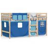 vidaXL Kinderhochbett mit Vorh&auml;ngen Blau 90x190 cm Massivholz Kiefer