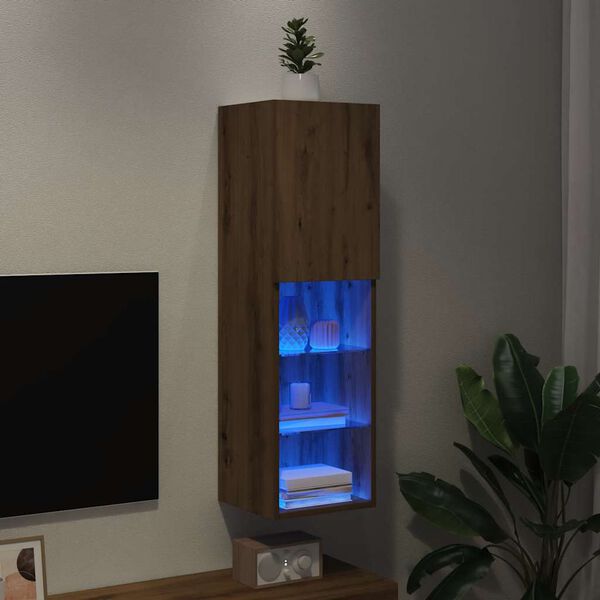 vidaXL TV-Schrank mit LED-Leuchten Artisan-Eiche 30,5x30x102 cm