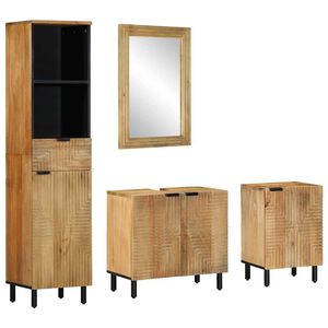 vidaXL 4-tlg. Badm&ouml;bel-Set Braun Massivholz Mango