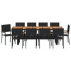 vidaXL Garten Essgruppe 11 pcs Schwarz Poly-Rattan