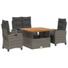 vidaXL 4-tlg. Garten-Essgruppe mit Kissen Grau Poly Rattan
