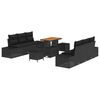 vidaXL Garten-Sofa-Set mit Kissen 9 pcs Schwarz Poly Rattan
