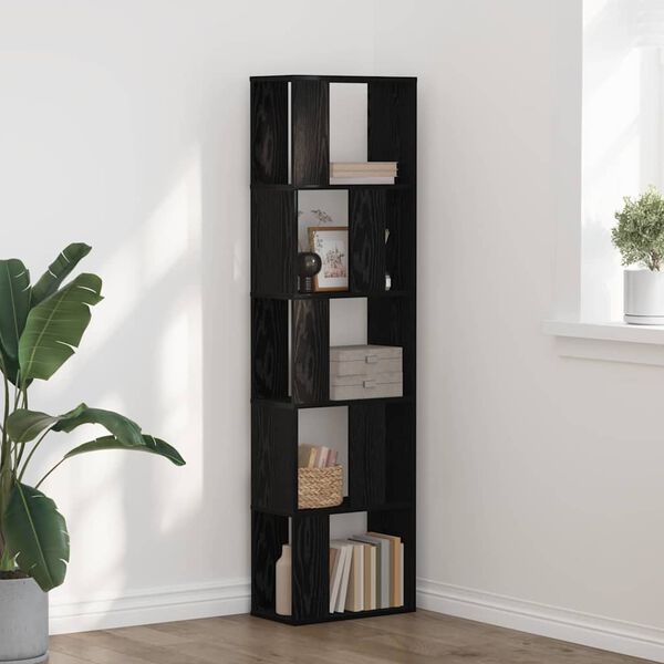 vidaXL B&uuml;cherregal Schwarz Eichen-Optik 45 x 23,5 x 162,5 cm