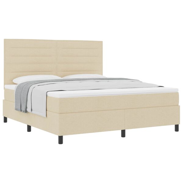 vidaXL Boxspringbett mit Matratze Creme 180 x 200 cm Stoff