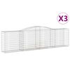 vidaXL Gabionen mit Hochbogen 3 Stk. 400x50x100/120cm Verzinktes Eisen