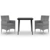 vidaXL 3-tlg. Garten-Essgruppe mit Auflagen Poly Rattan und Glas