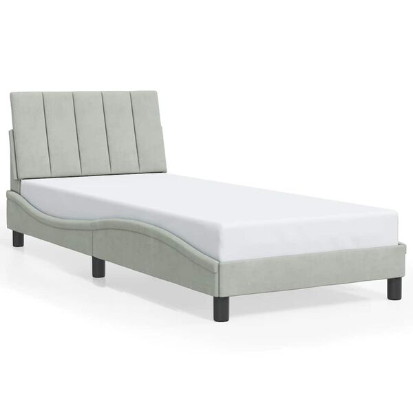 vidaXL Bettgestell ohne Matratze "Hanko" Hellgrau 90x200 cm Samt