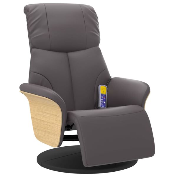 vidaXL Massagesessel mit Fu&szlig;teil Grau Kunstleder