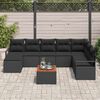 vidaXL Gartensofa-set mit Kissen 9 pcs Schwarz Poly-Rattan