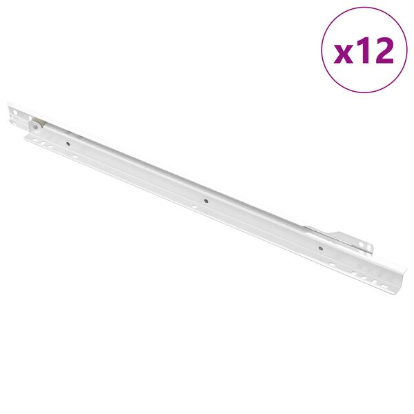 vidaXL Schubladenschiene 12 pcs Wei&szlig; 450 mm Stahl