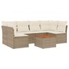 vidaXL 7-tlg. Garten-Sofagarnitur mit Kissen Beige Poly Rattan