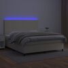 vidaXL Boxspringbett mit Matratze & LED Creme 180x200 cm Kunstleder