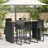 vidaXL Garten-Bartisch mit Holzplatte Schwarz 185x80x110 cm Polyrattan