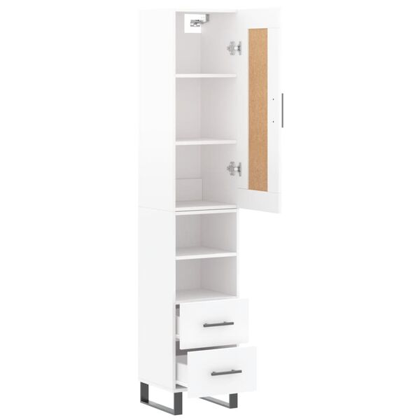vidaXL Highboard Hochglanz-Wei&szlig; 34,5x34x180 cm Holzwerkstoff