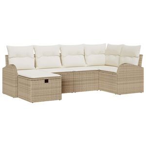 vidaXL Sofa Set 6 stk. Beige und Creme Poly-Rattan