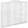 vidaXL Gabionen mit Hochbogen 2 Stk. 300x30x220/240cm Verzinktes Eisen