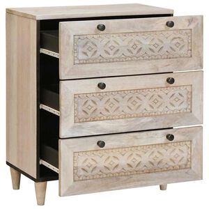 vidaXL Sideboard 60 x 33 x 75 cm massives Mangoholz Wei&szlig;