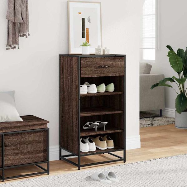 vidaXL Schuhregal Braun Eichen-Optik 48x38x97,5 cm Holzwerkstoff