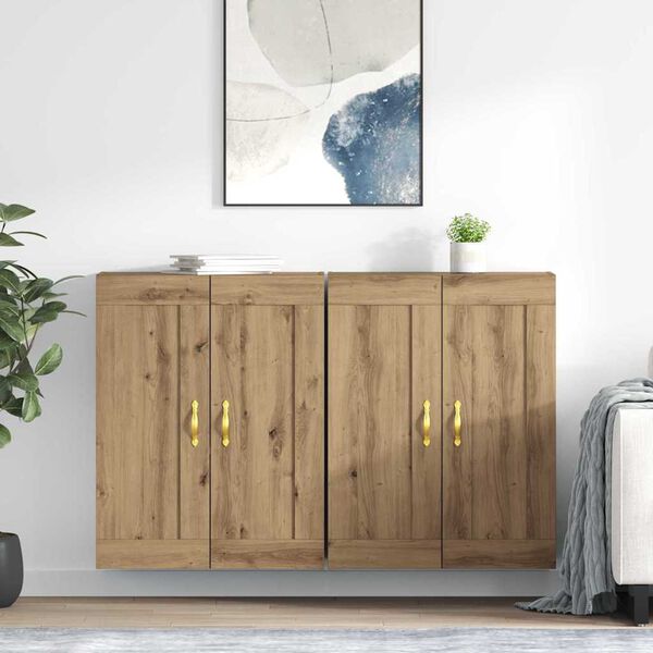 vidaXL Wandmontierter Schrank 2 pcs Artisan-Eiche 69,5 x 34 x 90 cm
