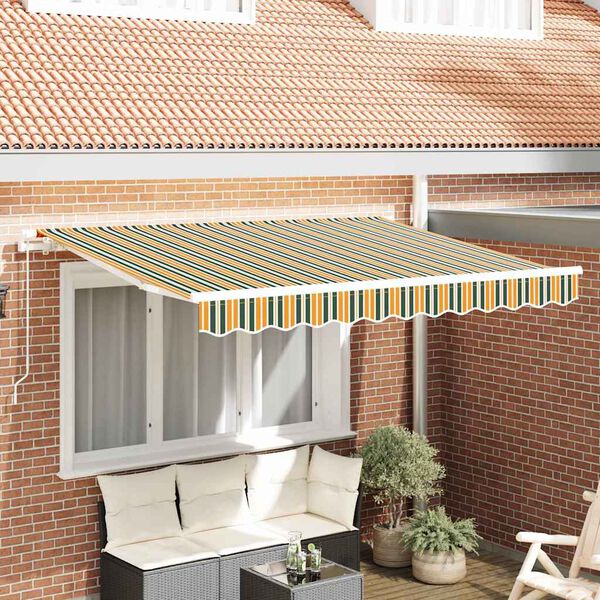 vidaXL Markisenersatzstoff Gr&uuml;n und Gelb 3,5 x 2,5 m Polyester