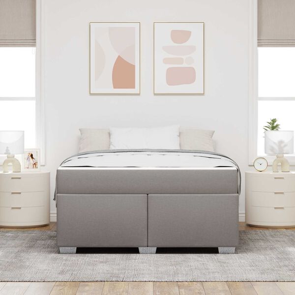 vidaXL Bettrahmen mit Matratze Taupe 140 x 200 cm Stoff