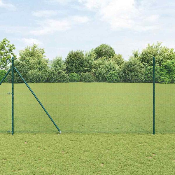 vidaXL Zaunpfosten Gr&uuml;n 25 x 1,4 m (19 x 19 mm Netz) Stahl und PVC