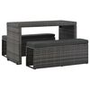 vidaXL 3-tlg. Garten-Essgruppe mit Kissen Poly Rattan Grau