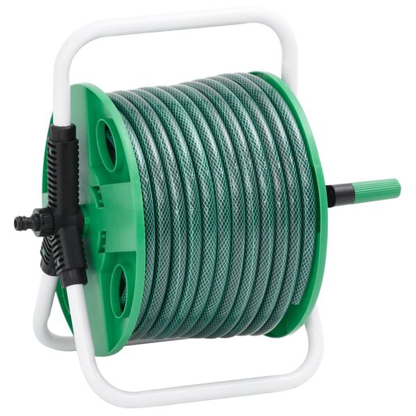vidaXL Schlauchtrommel Freistehend Gr&uuml;n mit 20 m Schlauch PVC