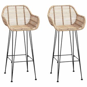 vidaXL Barstuhl 2 pcs Natur 55 x 52 x 105 cm Rattan und Eisen