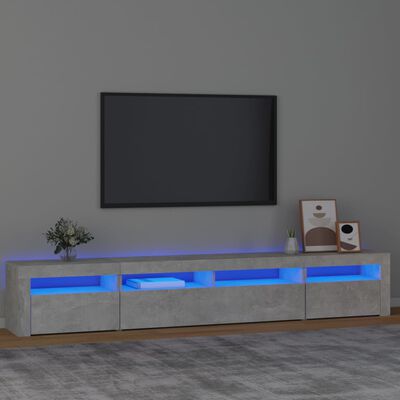 vidaXL TV-Schrank mit LED-Leuchten Betongrau 240x35x40 cm