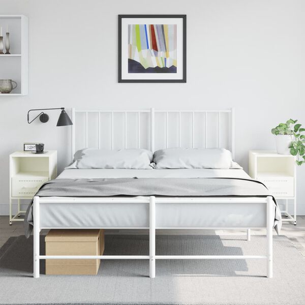 vidaXL Nachttische 2 Stk. Wei&szlig; 36x39x60,5 cm Stahl