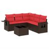 vidaXL 6-teiliges Gartensofa-Set mit Kissen, braun, Polyrattan