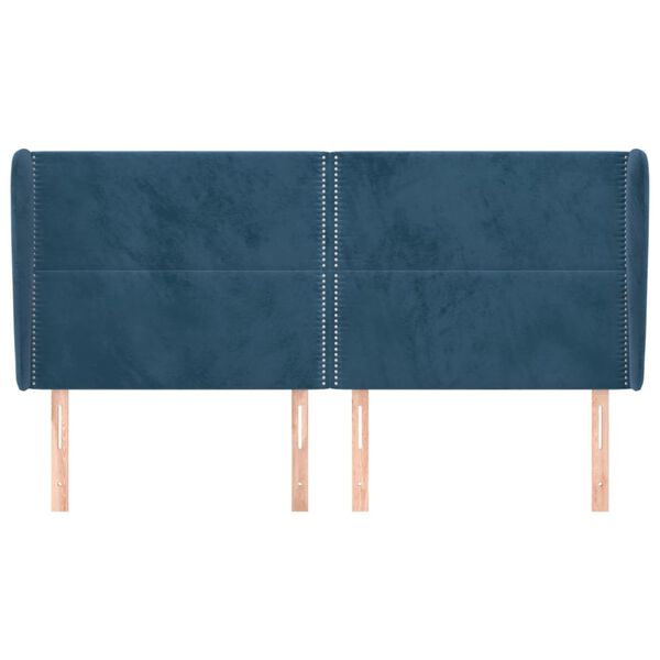 vidaXL Kopfteil mit Ohren Dunkelblau 183x23x118/128 cm Samt