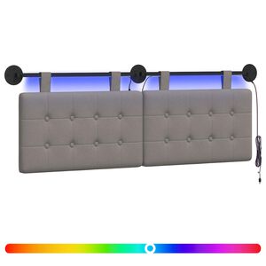 vidaXL H&auml;ngendes Kopfteil Mit LED Licht Taupe Stoff