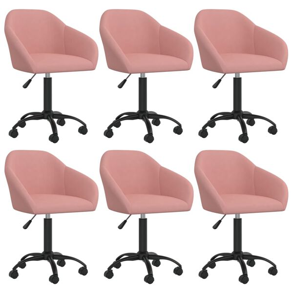 vidaXL Esszimmerst&uuml;hle 6 Stk. Drehbar Rosa Samt