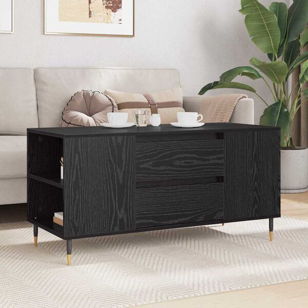 vidaXL Couchtisch Schwarz Eichen-Optik 102 x 44,5 x 50 cm