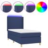 vidaXL Boxspringbett mit Matratze & LED Blau 100x200 cm Stoff